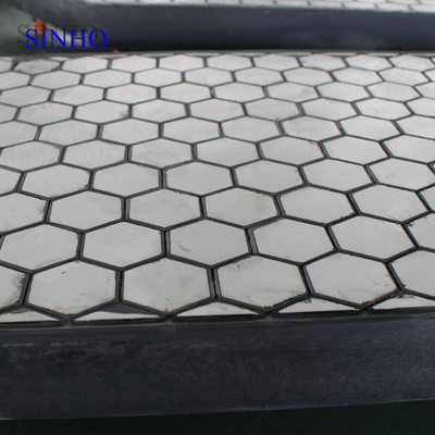 Rubber backed ceramic tile, ceramic rubber panel wear plate